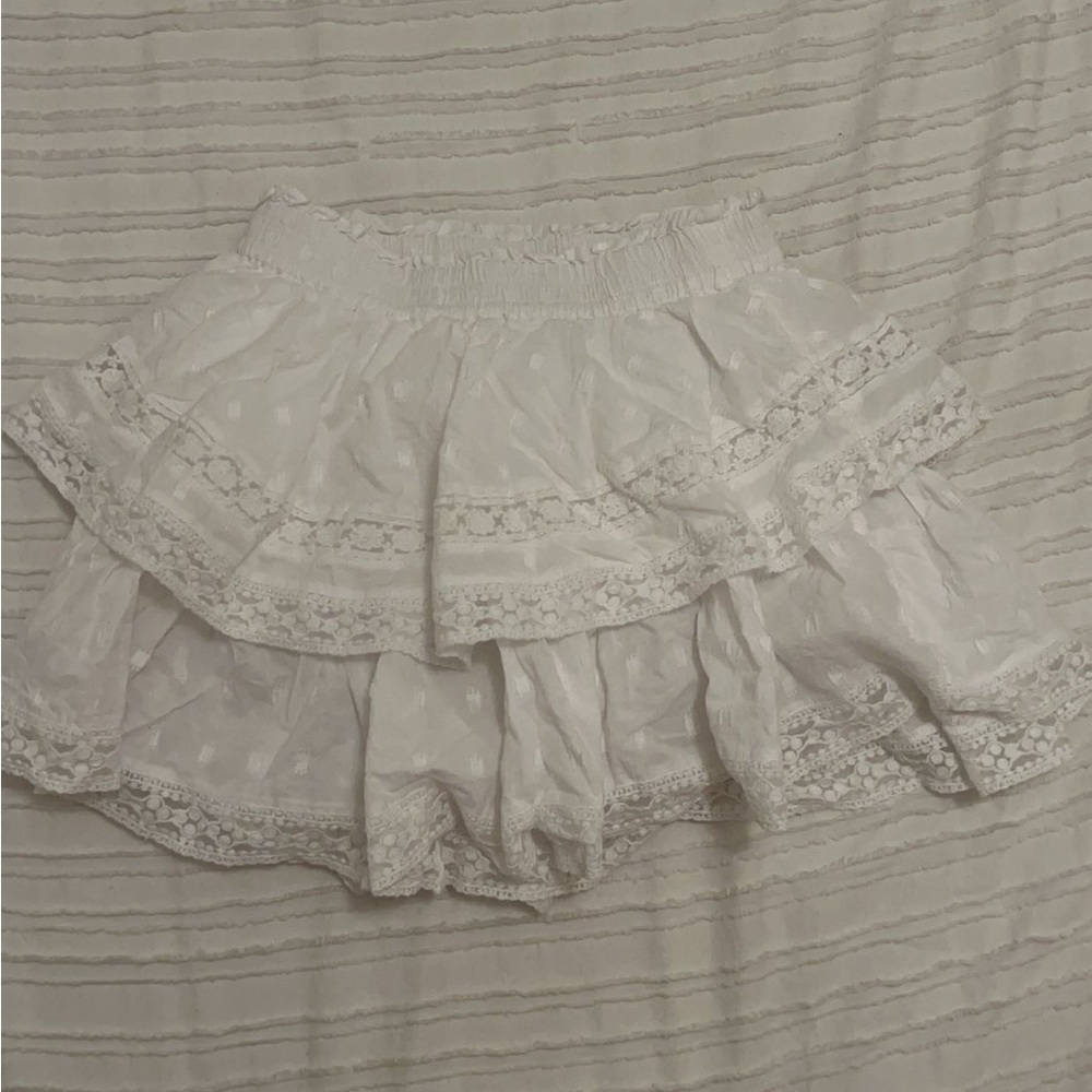 American Eagle Outfitters White Tiered Lace Mini Skirt